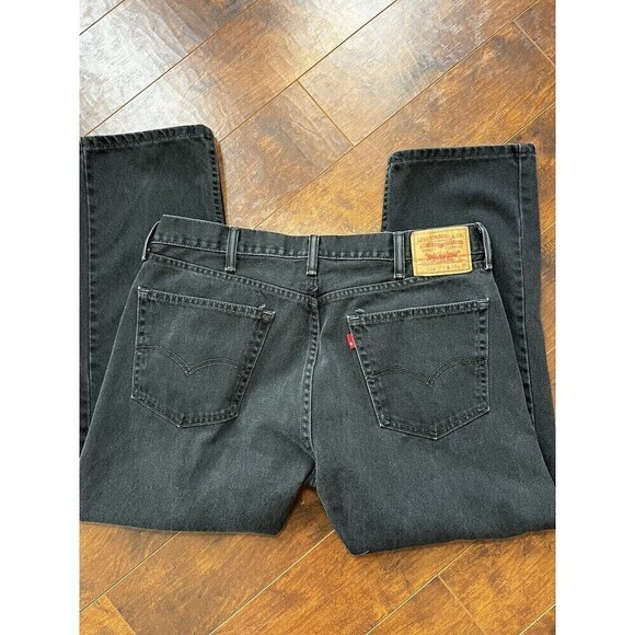 Mens Levis 505 Black Straight Leg Jeans Sz 38x29 - Picture 5 of 6